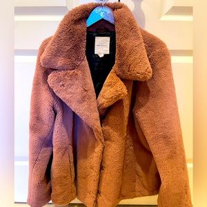 Faux fur coat. Color- dark blush.